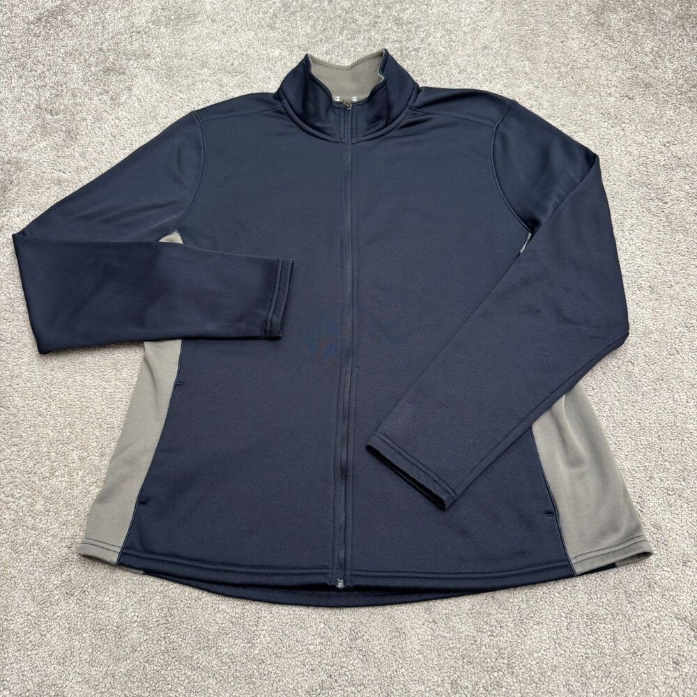 Champion Double Dry Jacket Mens XL Blue Gray Colorblock Full Zip Fleece Lined